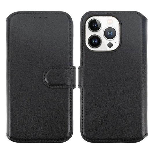 RV Genuine leather Wallet Case iPhone 15 Pro Black