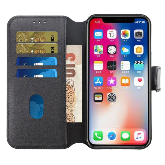 RV Genuine leather Wallet Case iPhone 15 Pro Black