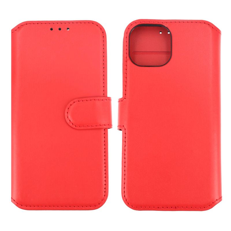 iPhone 15 Plånboksfodral Läder Rvelon - Röd