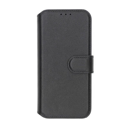 RV Genuine leather Wallet Case iPhone 16 Pro Max Black