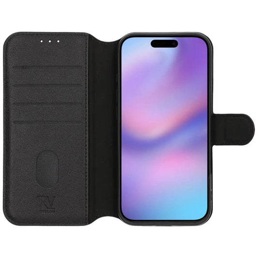 Rvelon Plånboksfodral Äkta Läder för iPhone Air - Svart