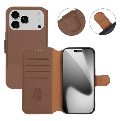 Rvelon Plånboksfodral Äkta Läder för iPhone 17 Pro - Brun