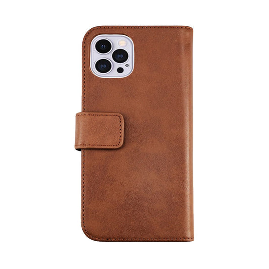 Rvelon Wallet Case Leather for iPhone 12 and 12 Pro - Brown