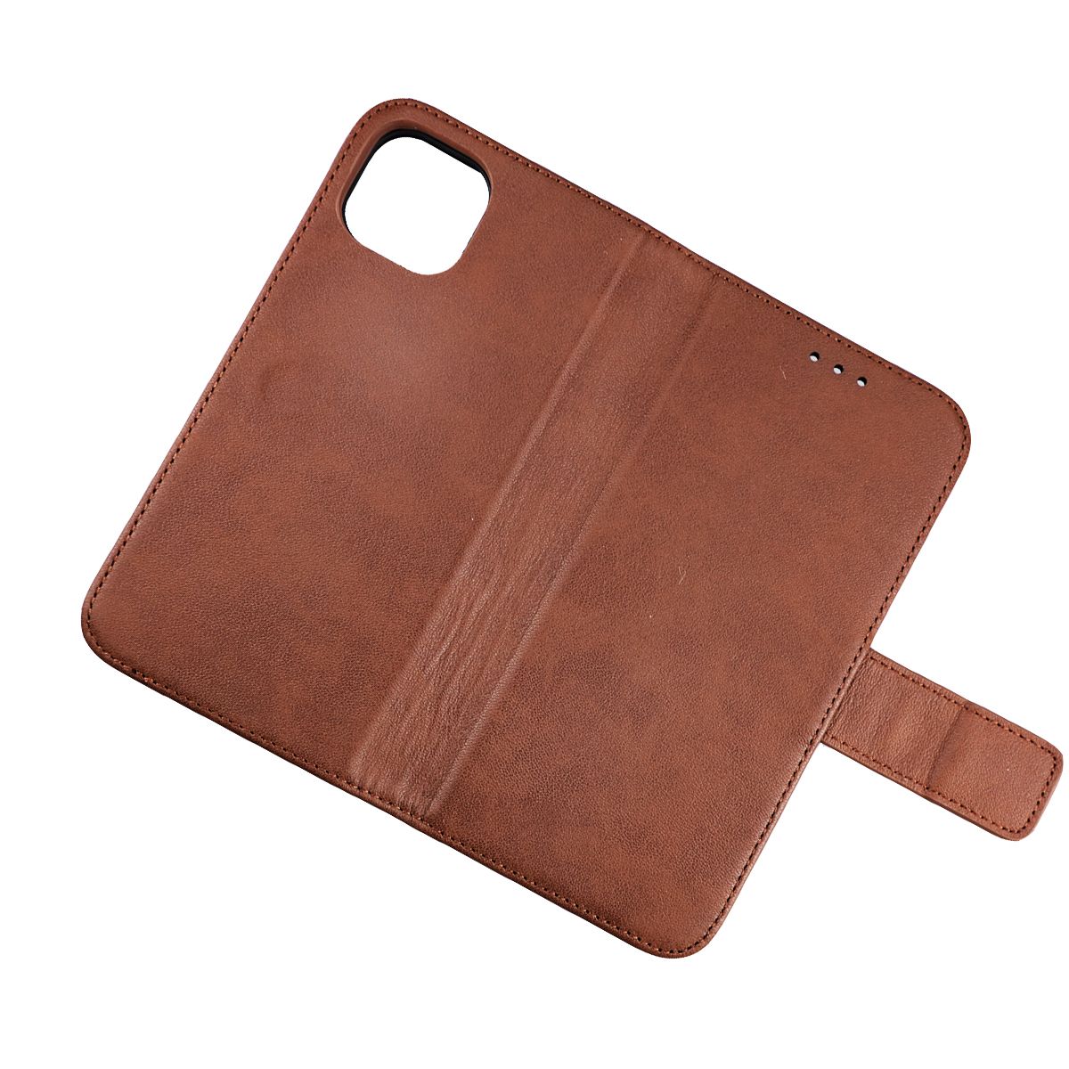 Rvelon Wallet Case Leather for iPhone 12 and 12 Pro - Brown