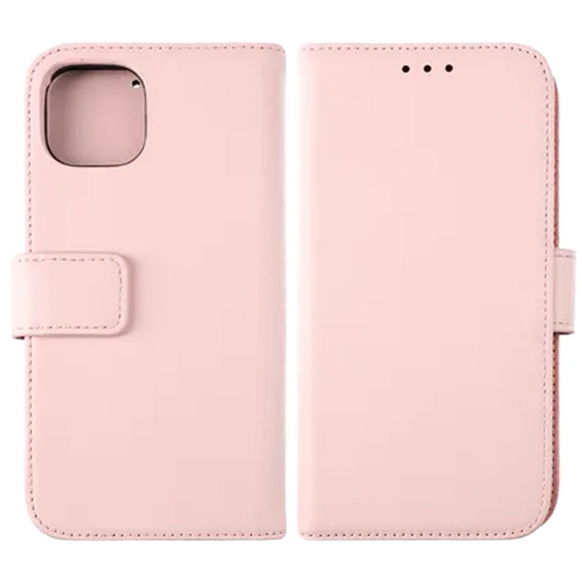 Rvelon Plånboksfodral Läder för iPhone 12 och 12 Pro - Rosa