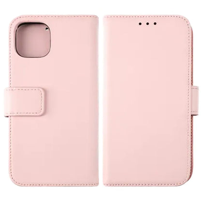 Rvelon Plånboksfodral Läder för iPhone 12 och 12 Pro - Rosa