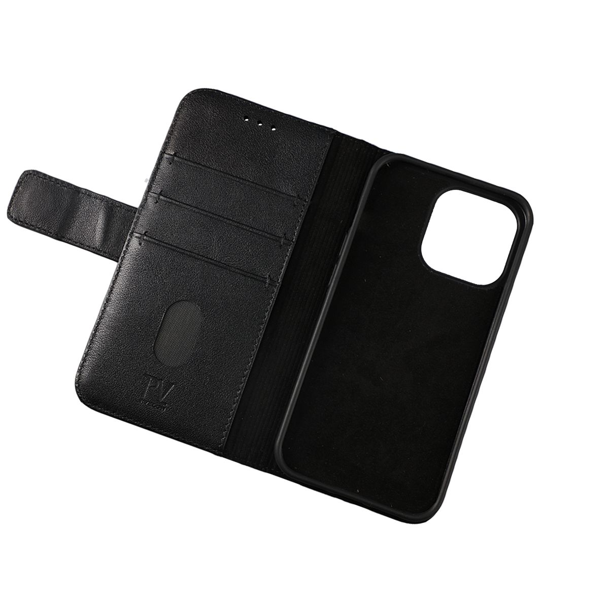 RV Genuine leather Wallet For iPhone 12/12 Pro Midnight Black