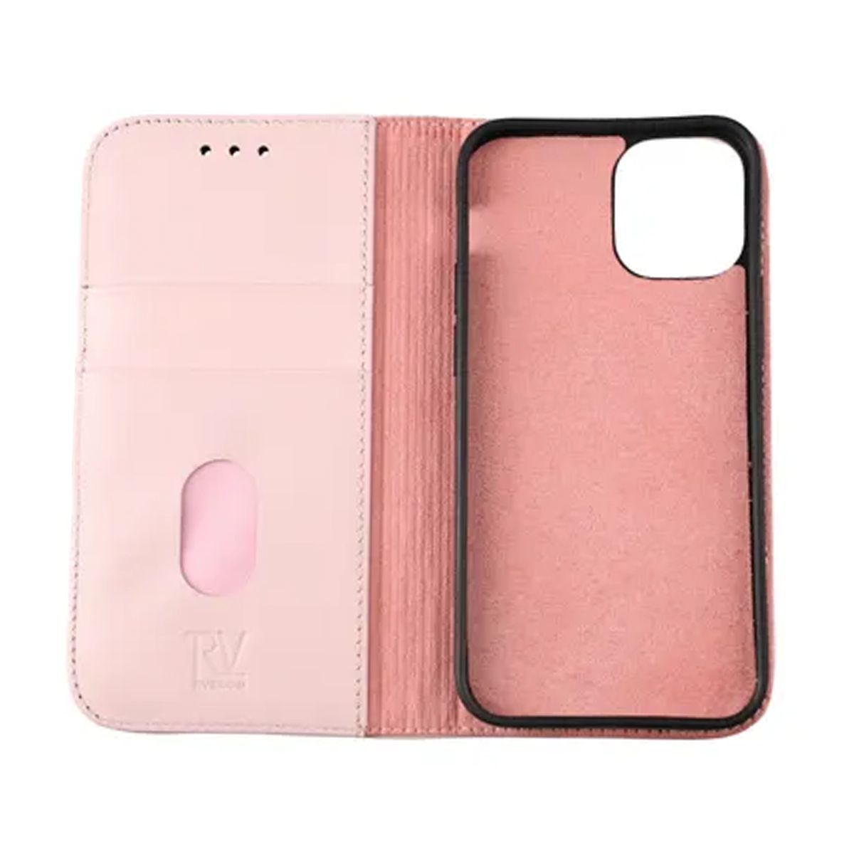 iPhone 12 Mini Plånboksfodral Läder Rvelon - Rosa