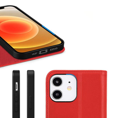 iPhone 12 Mini Plånboksfodral Läder Rvelon - Röd