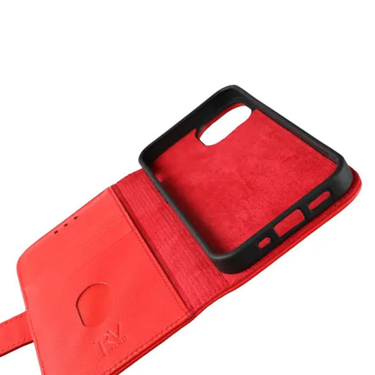 RV Leather Wallet Case iPhone 13 Mini Red