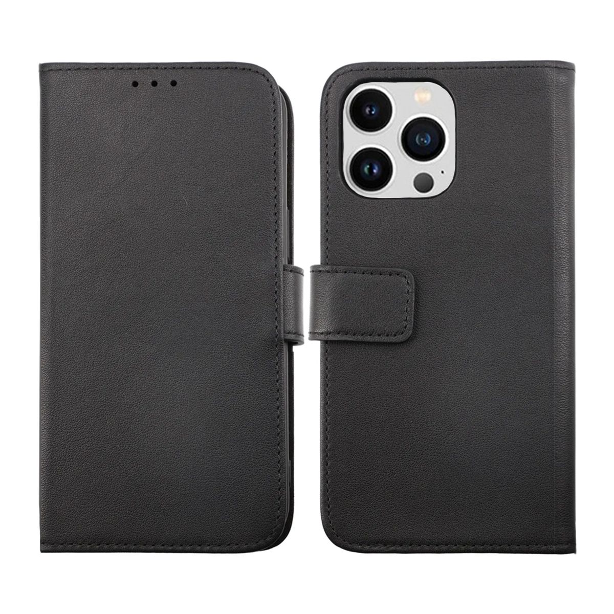 iPhone 14 Pro Max Plånboksfodral Läder Rvelon - Svart