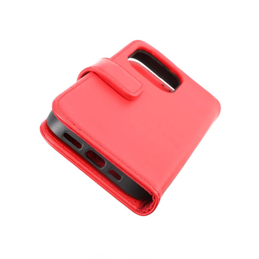 iPhone 14 Pro Plånboksfodral Läder Rvelon - Röd