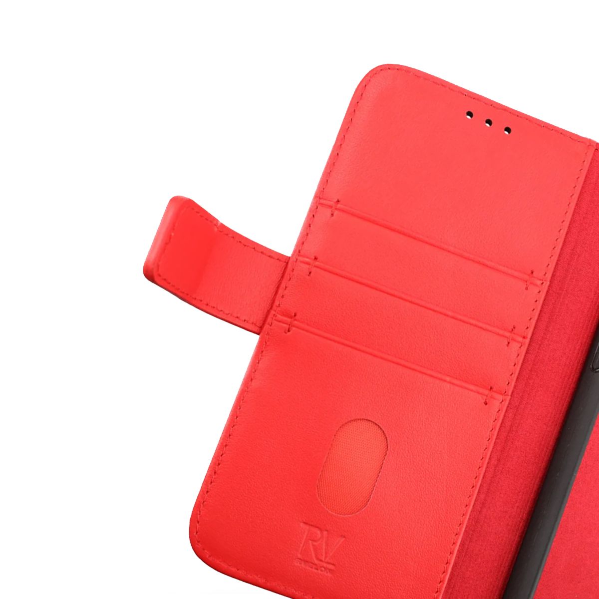iPhone 14 Pro Plånboksfodral Läder Rvelon - Röd