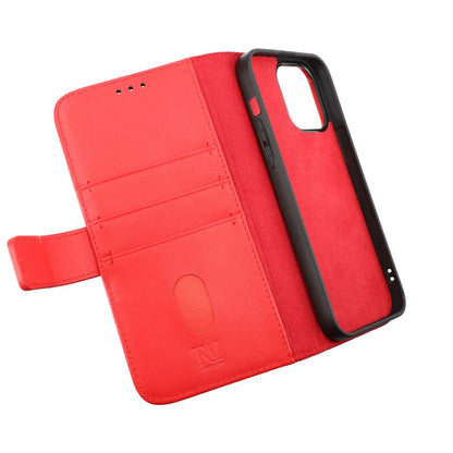iPhone 14 Pro Plånboksfodral Läder Rvelon - Röd