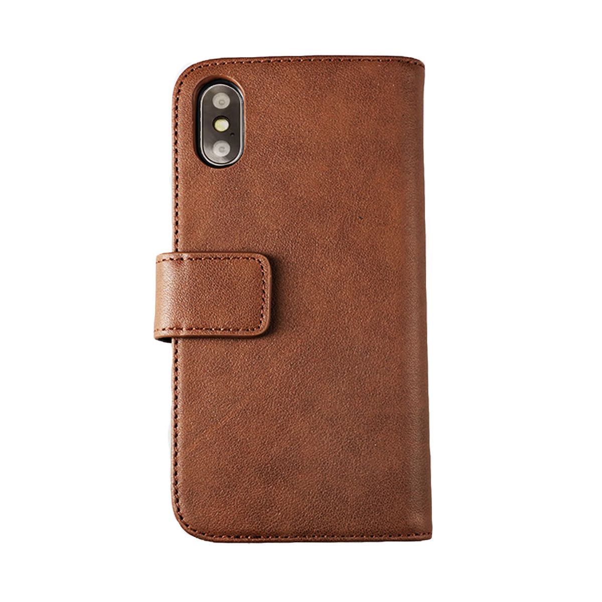Rvelon Plånboksfodral Läder för iPhone X och XS - Brun