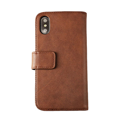 Rvelon Plånboksfodral Läder för iPhone X och XS - Brun
