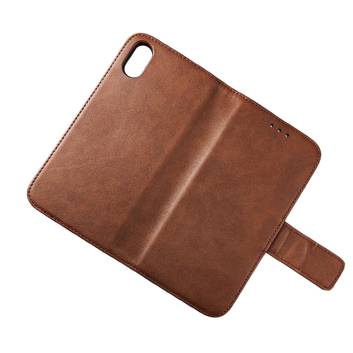Rvelon Plånboksfodral Läder för iPhone X och XS - Brun
