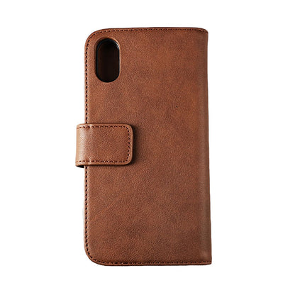 Rvelon Plånboksfodral Läder för iPhone X och XS - Brun
