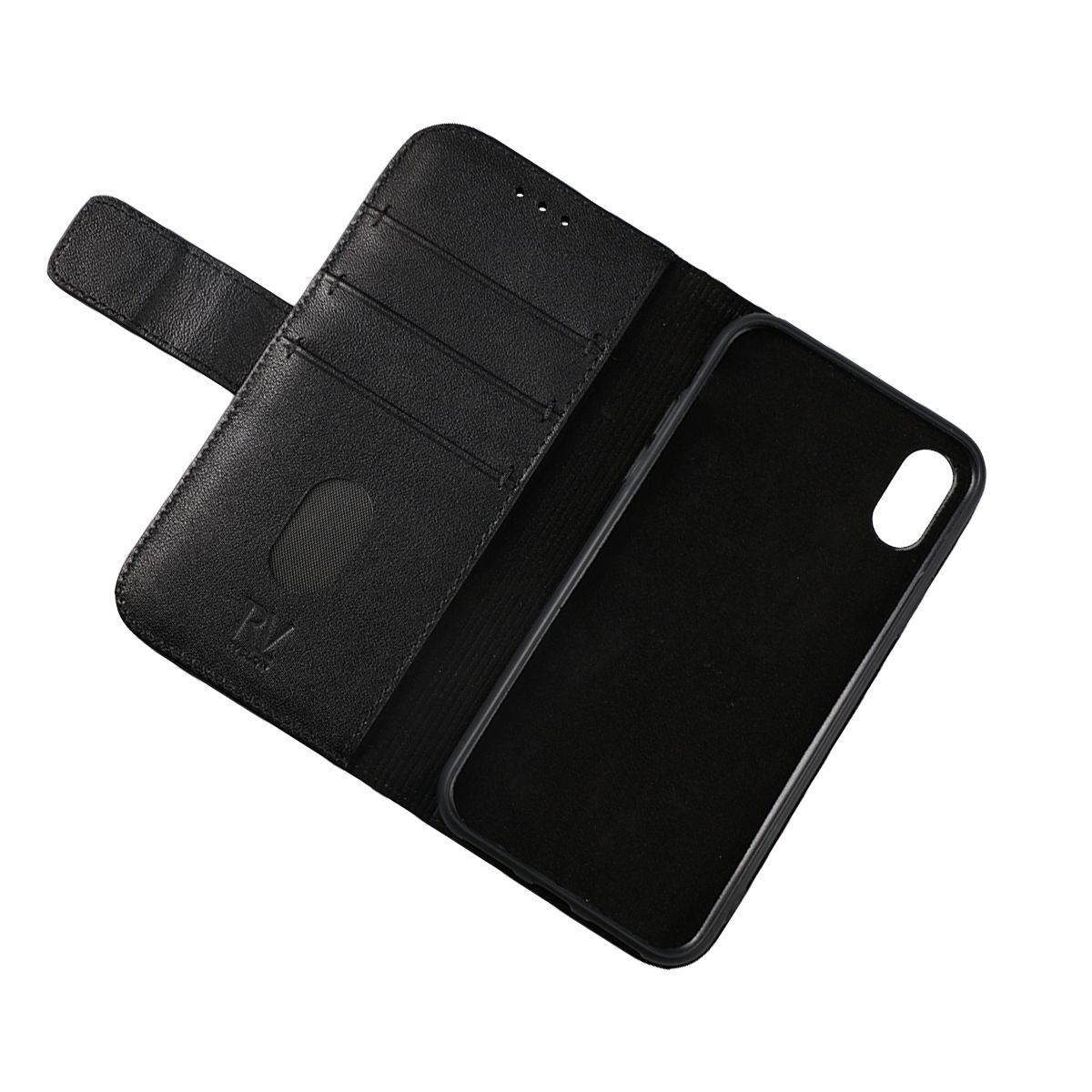 iPhone X/XS Plånboksfodral Läder Rvelon - Svart