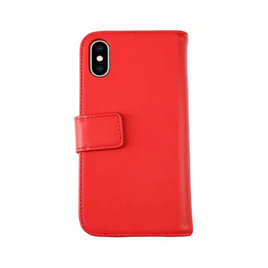 iPhone X/XS Plånboksfodral Läder Rvelon - Röd