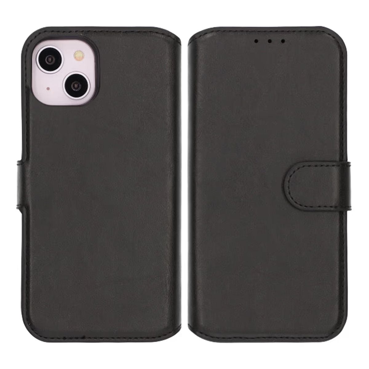 RV iPhone 13/14 FliP Magnetic FliP Stand TPU+PC Leather Case Black
