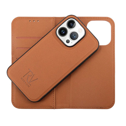 iPhone 14 Pro Wallet Case Magnet Rvelon - Brown