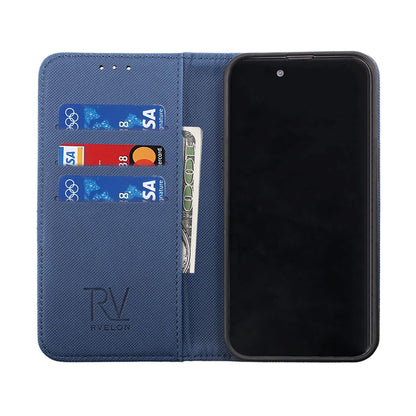 iPhone 14 Pro Plånboksfodral Extra Kortfack Rvelon - Blå