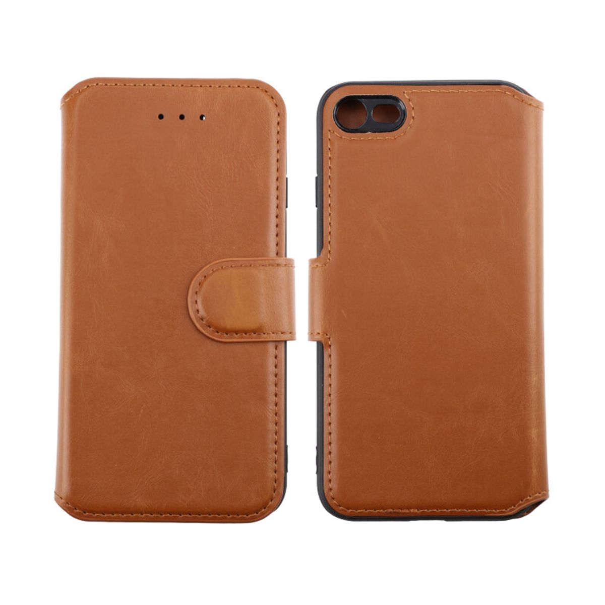 RV iPhone 7/8/SE 2020 Flip Stand TPU Leather Extra Card Wallet Case Golden Brown