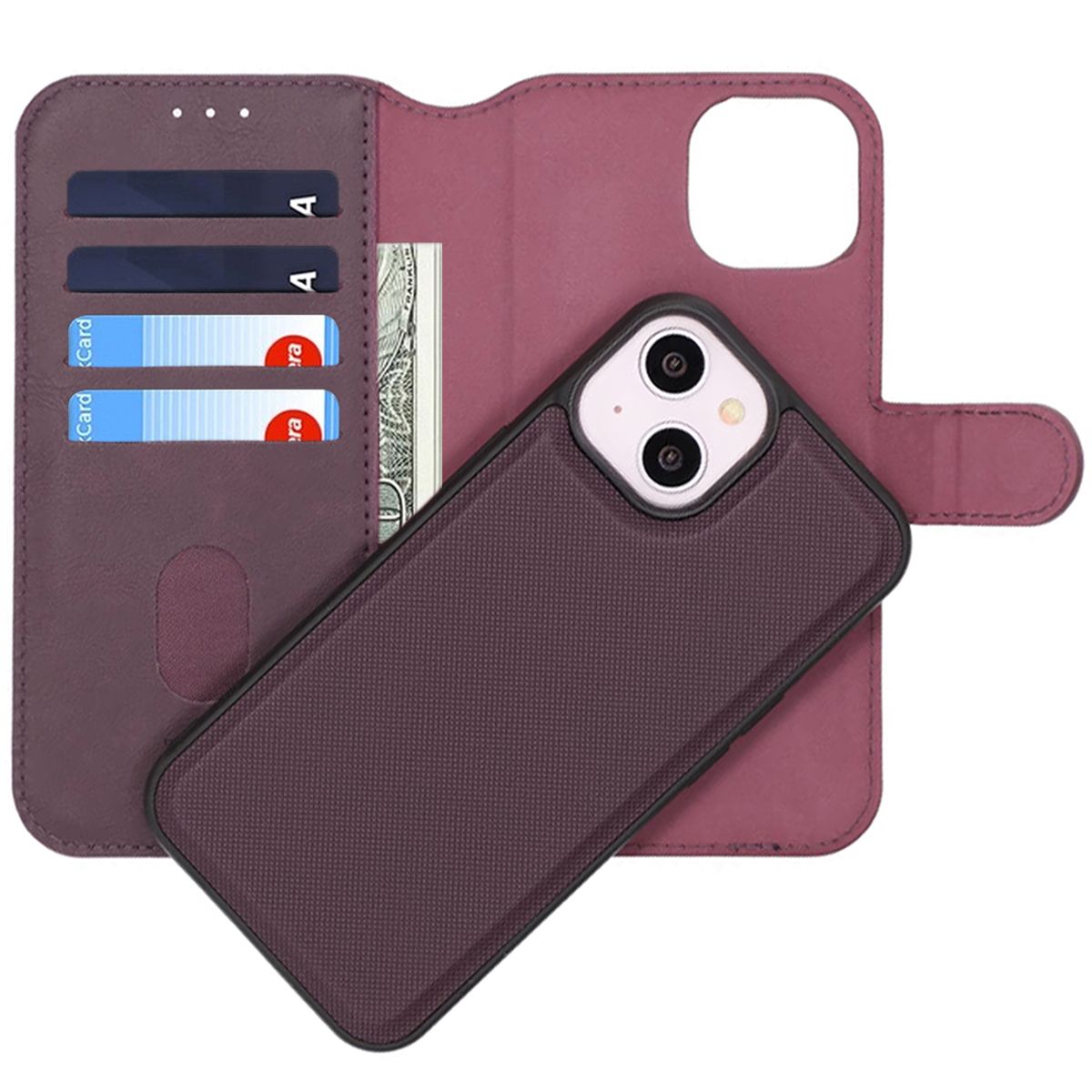 RV Magnetic Wallet Case-iPhone 13/14- Dark Cherry