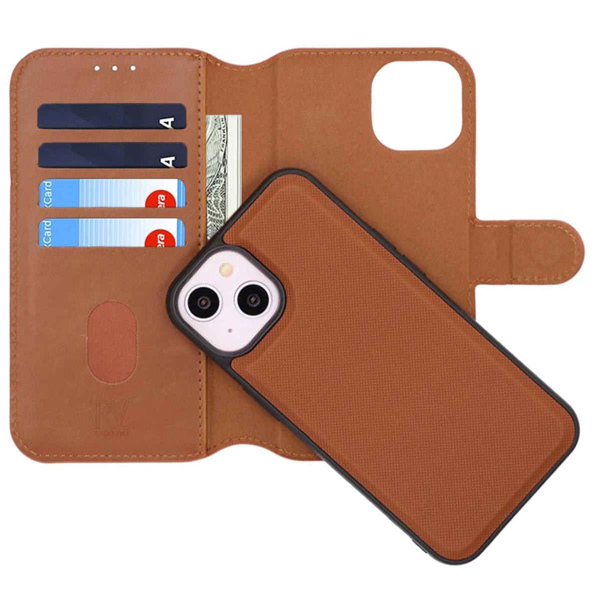 RV Magnetic Wallet Case -iPhone 13 /14- Golden Brown