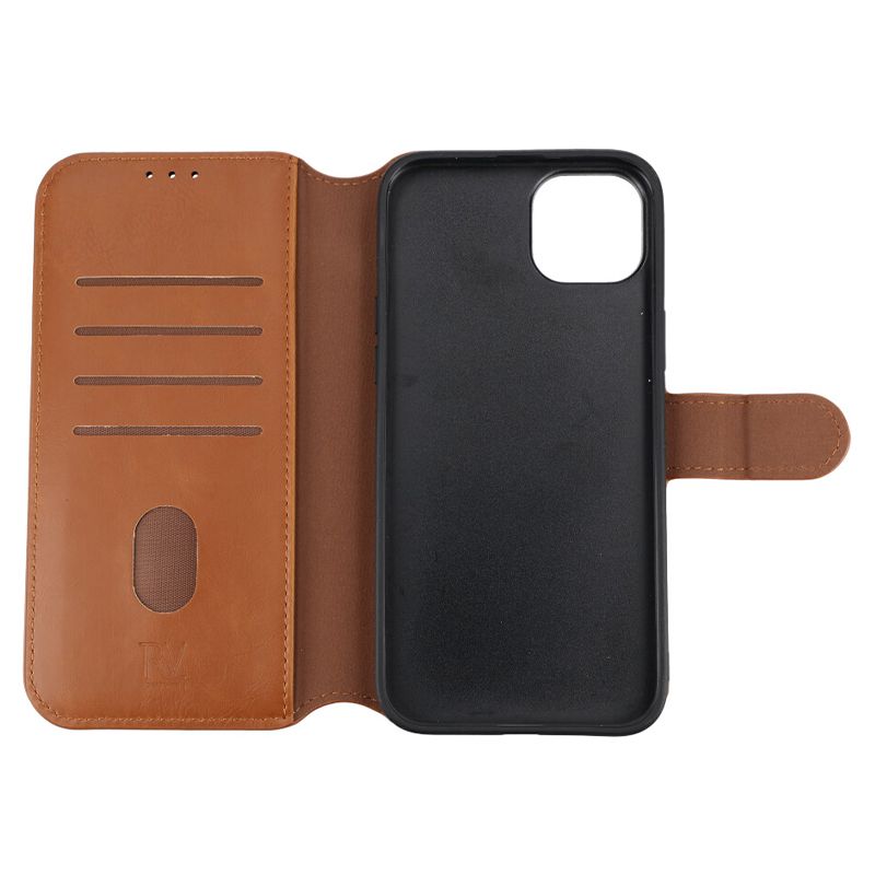 iPhone 15 Plus Plånboksfodral Magnet Rvelon - Brun