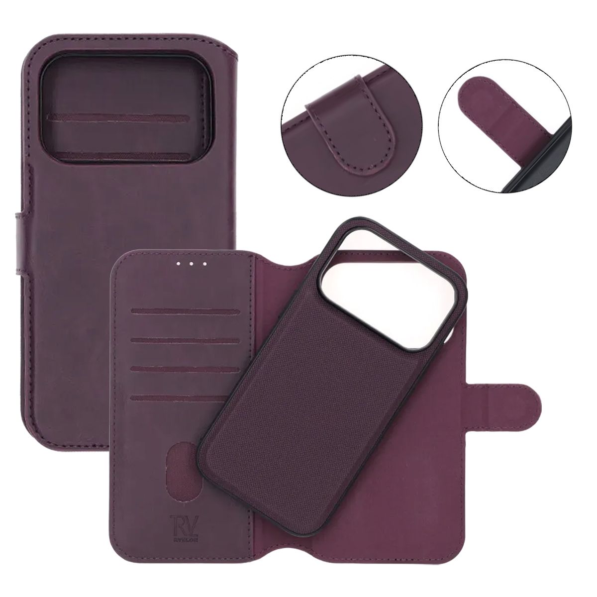 RV Magnetic Wallet Case iPhone 17 Pro Max Dark Cherry