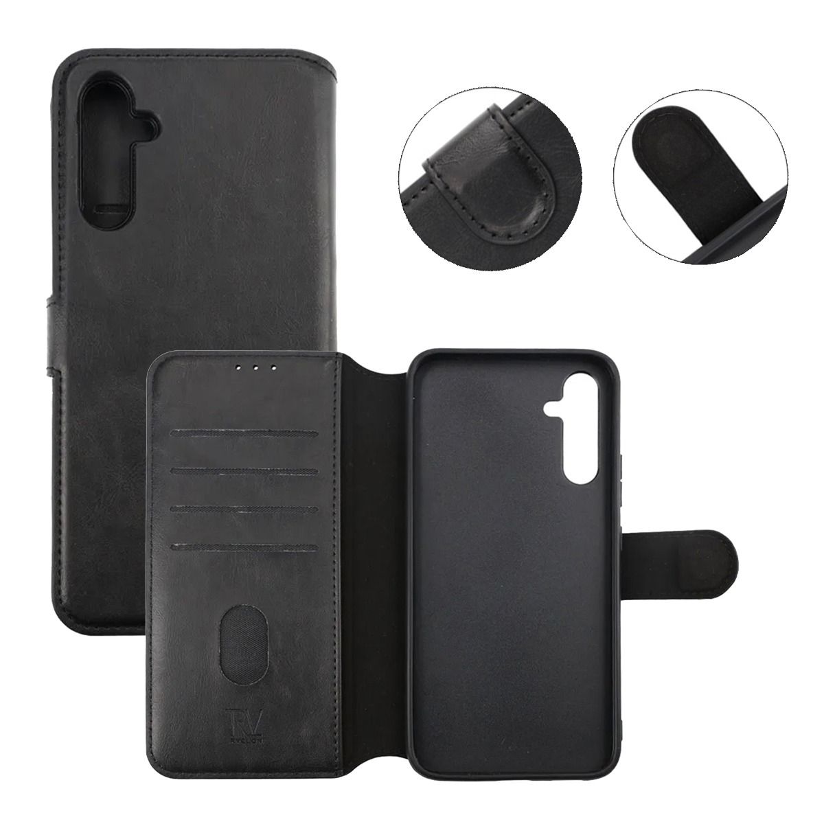Samsung Galaxy A14 4G/5G Plånboksfodral Magnet Rvelon - Svart