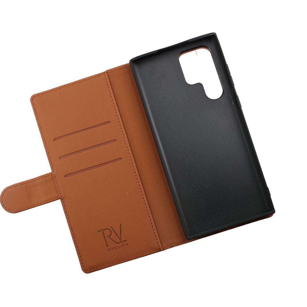 Samsung Galaxy S22 Ultra Plånboksfodral Magnet Rvelon - Guldbrun