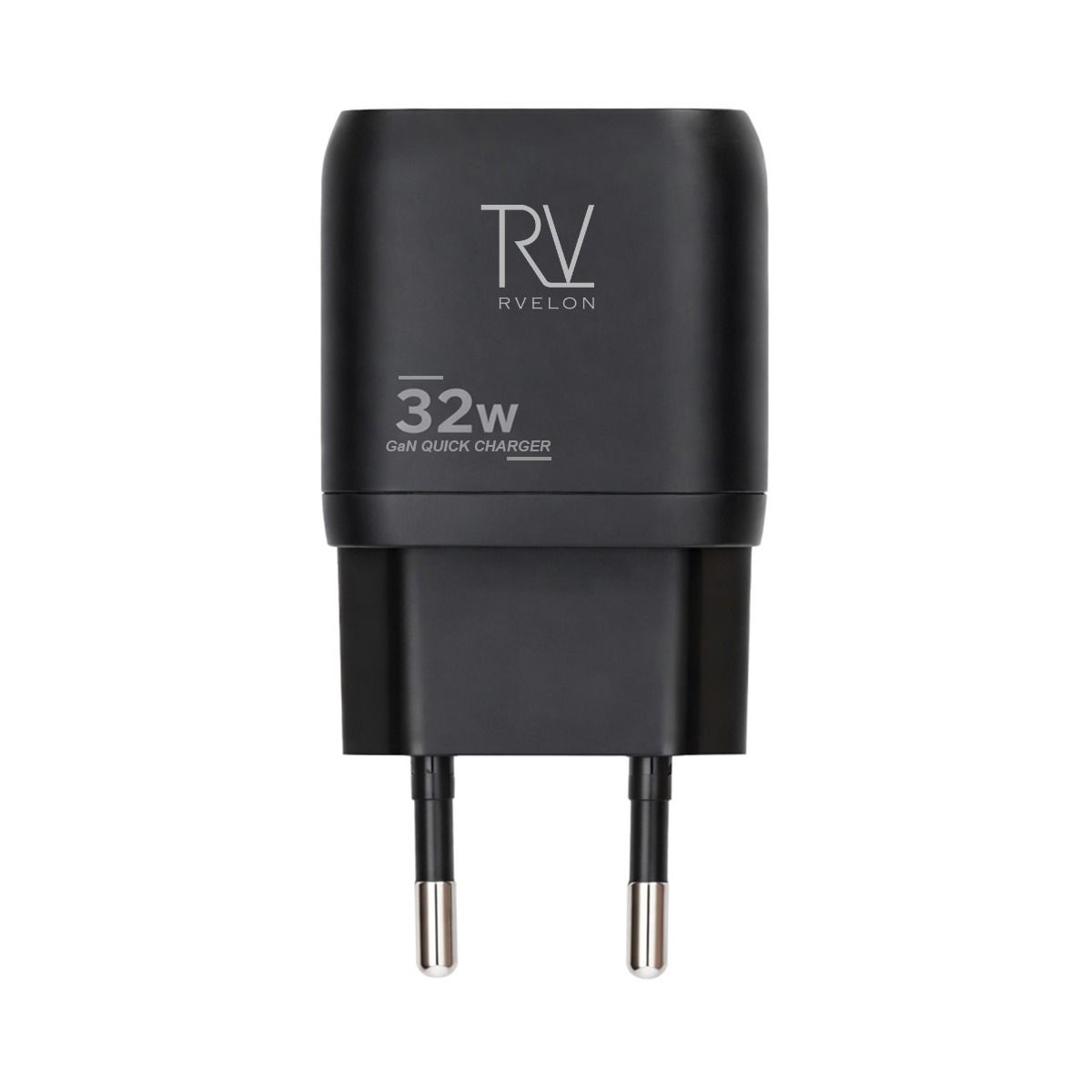 Rvelon Väggladdare USB-C + 2x USB-A 32W GaN - Svart