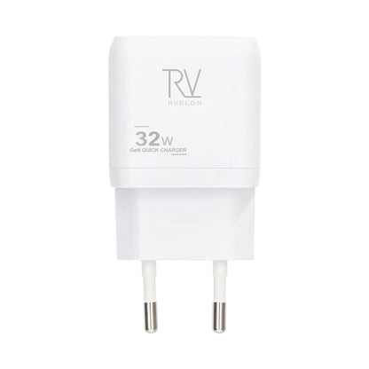 Rvelon Väggladdare USB-C + 2x USB-A 32W GaN - Vit