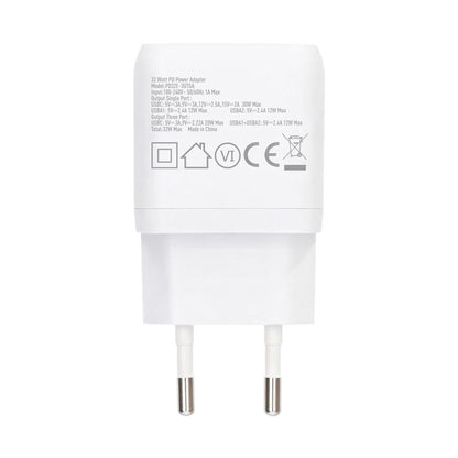 Rvelon Väggladdare USB-C + 2x USB-A 32W GaN - Vit