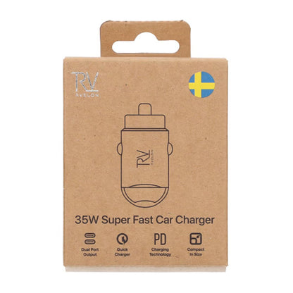Rvelon 35W Dubbel USB C PD3.0 Billaddare