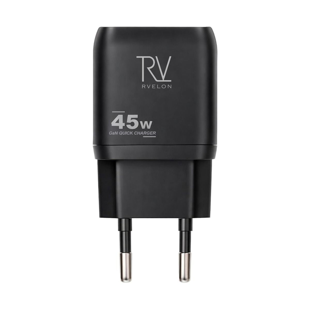 Rvelon USB C Väggladdare 45W GaN Dubbel Port- Svart