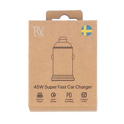 Rvelon Billaddare 45W USB-C PD3.0 & USB A QC3.0