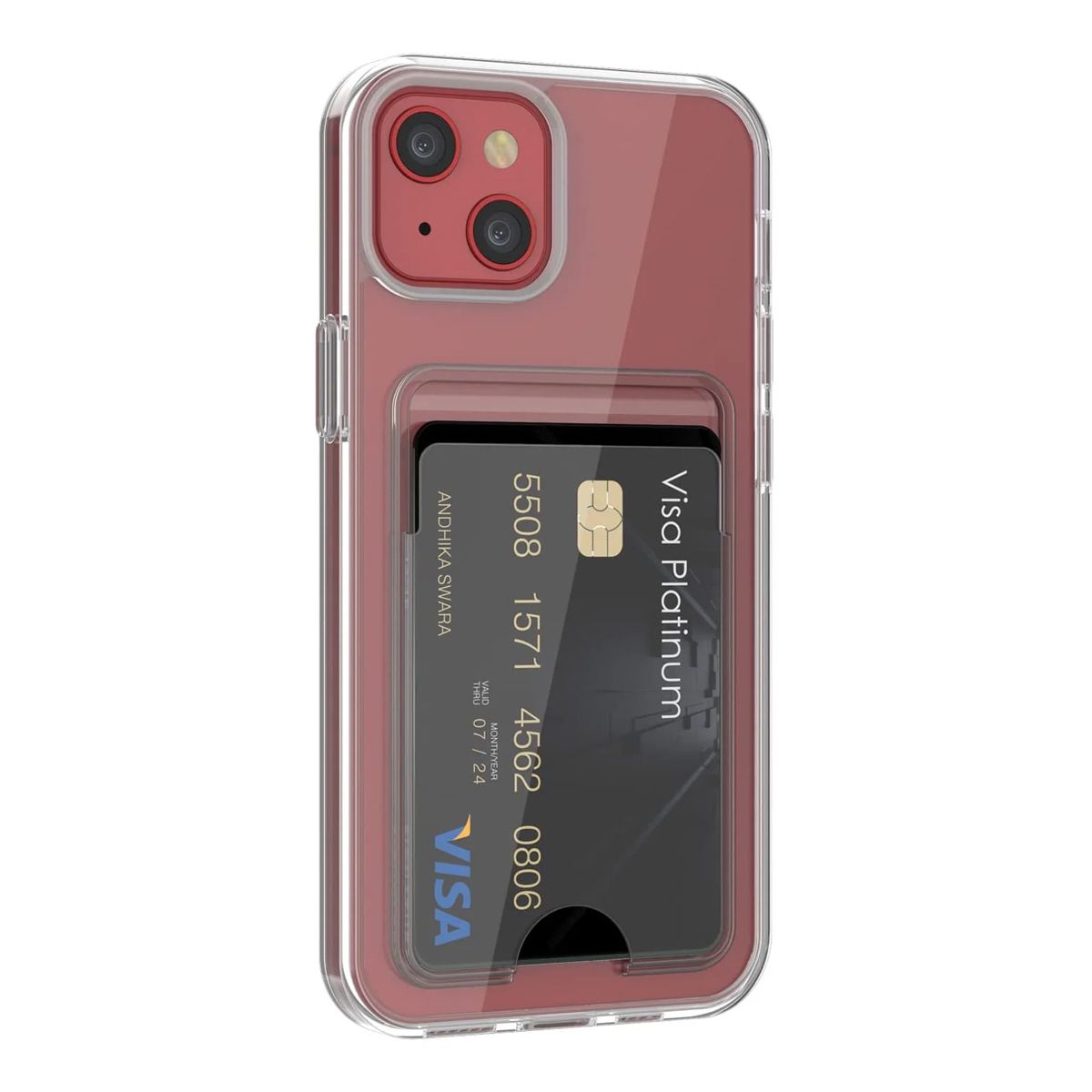 iPhone 13 Case with Card Holder TPU - Transparent
