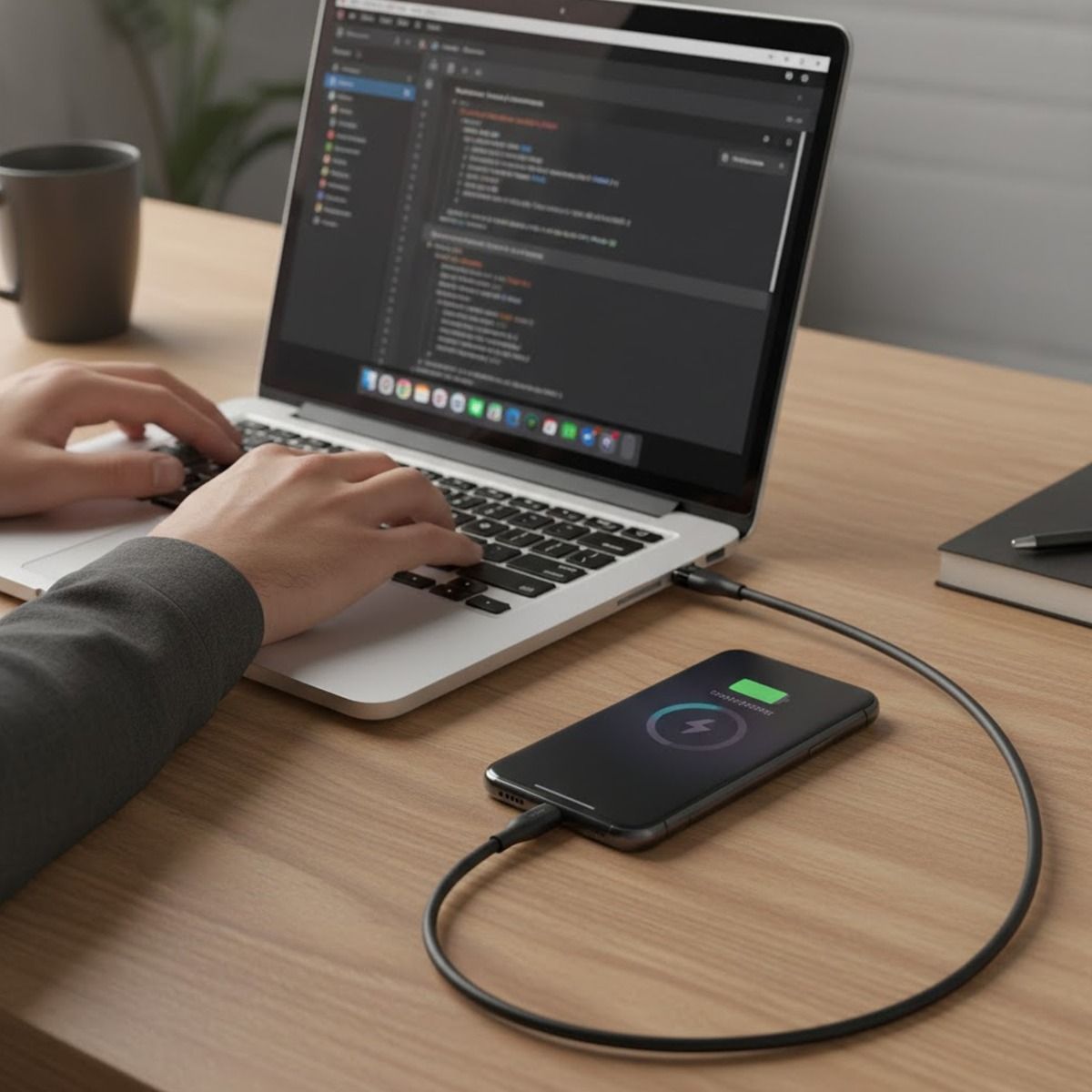 Rvelon USB-C to USB-C Cable 1m Black