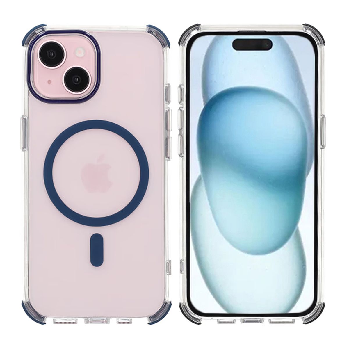 iPhone 15 Rvelon Mobilskal Magnet med Kantskydd - Blå