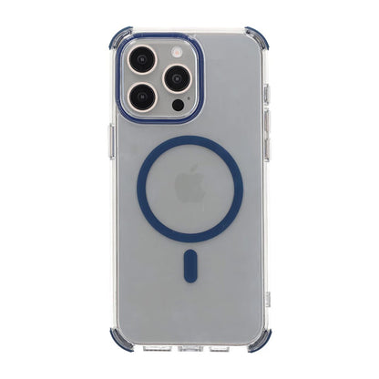 Rvelon Four-corner anti-falling magnetic suction Case For iPhone 15 Pro Blue