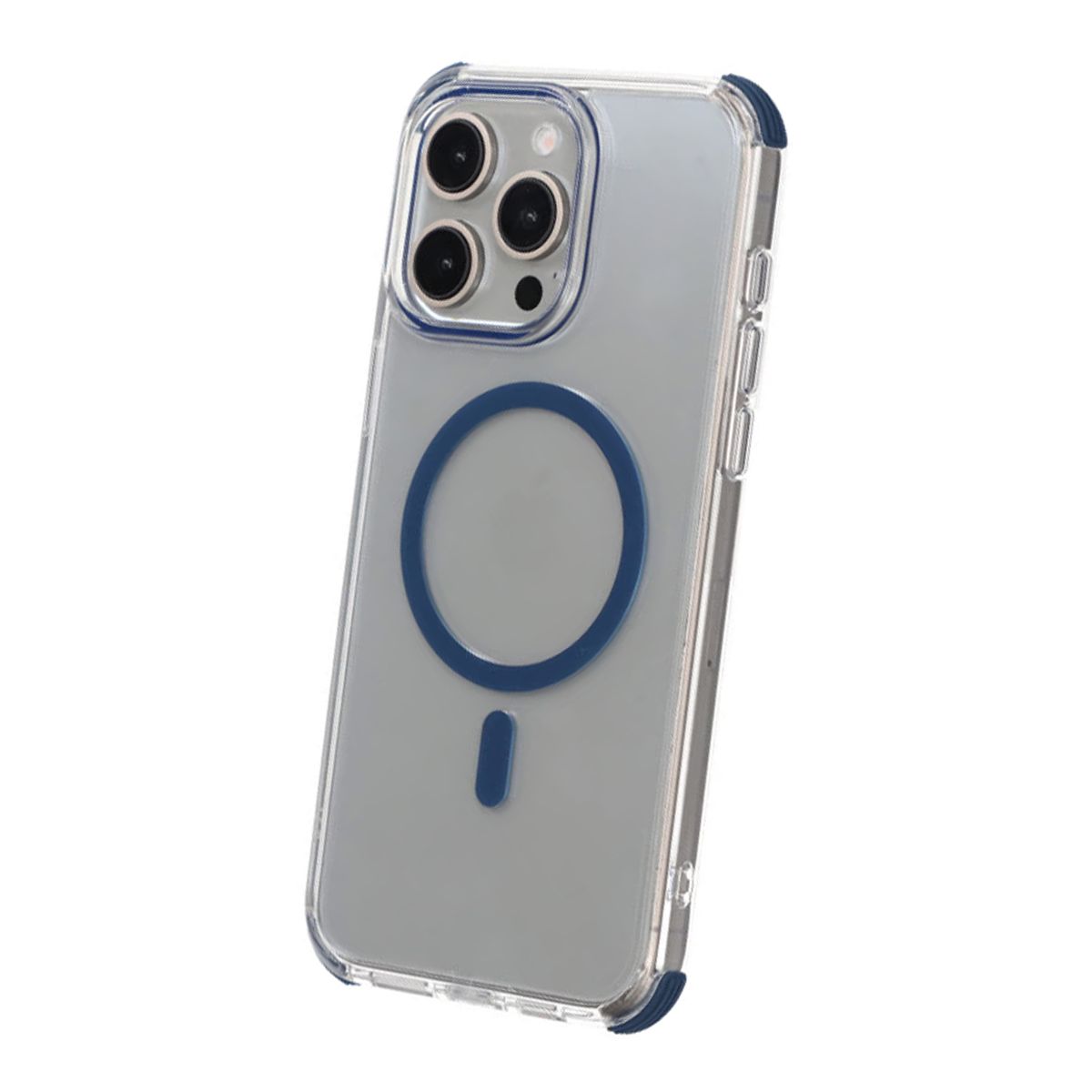 Rvelon Four-corner anti-falling magnetic suction Case For iPhone 15 Pro Blue
