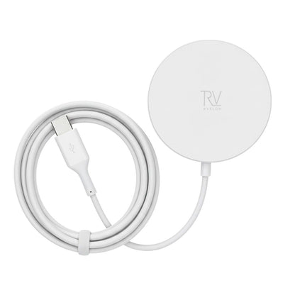 Rvelon Trådlös MagSafe Laddare med Stativ Qi2 15W USB-C - Vit