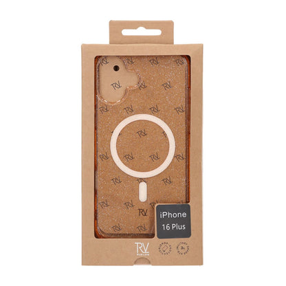 iPhone 16 Plus Rvelon Mobilskal TPU med MagSafe - Glitter Guld