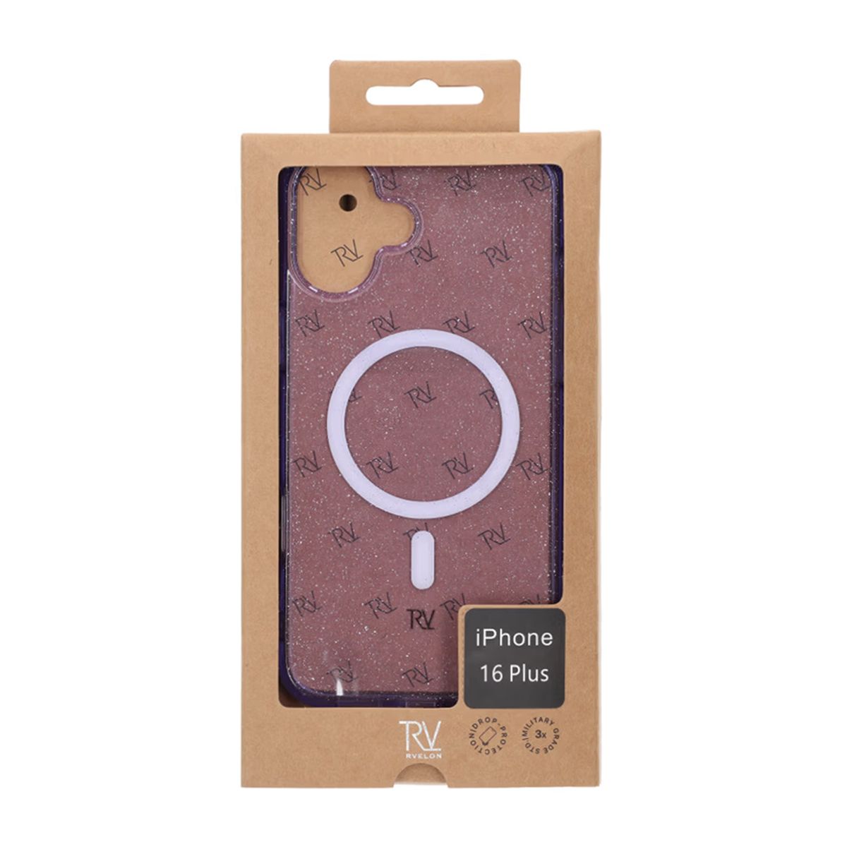 iPhone 16 Plus Rvelon Mobilskal TPU med MagSafe - Glitter Lila