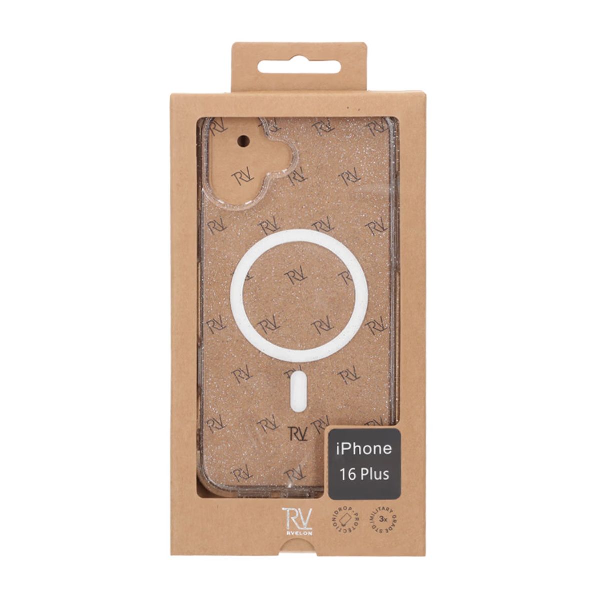iPhone 16 Plus Rvelon Mobilskal TPU med MagSafe - Glitter Vit