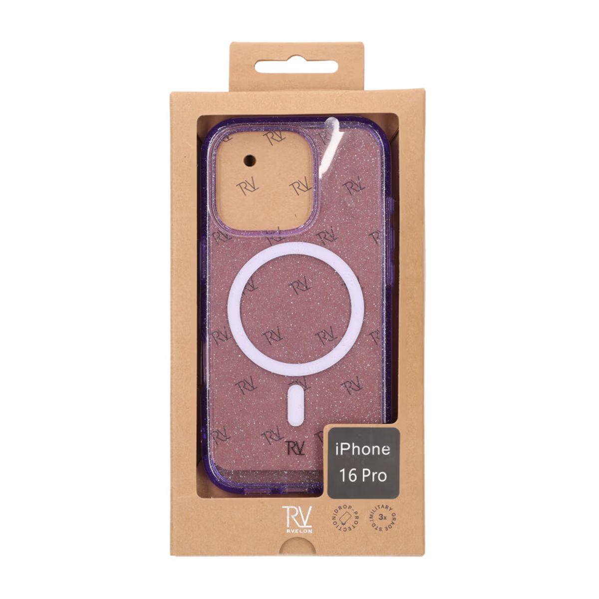 iPhone 16 Pro Rvelon Mobilskal TPU med MagSafe - Glitter Lila